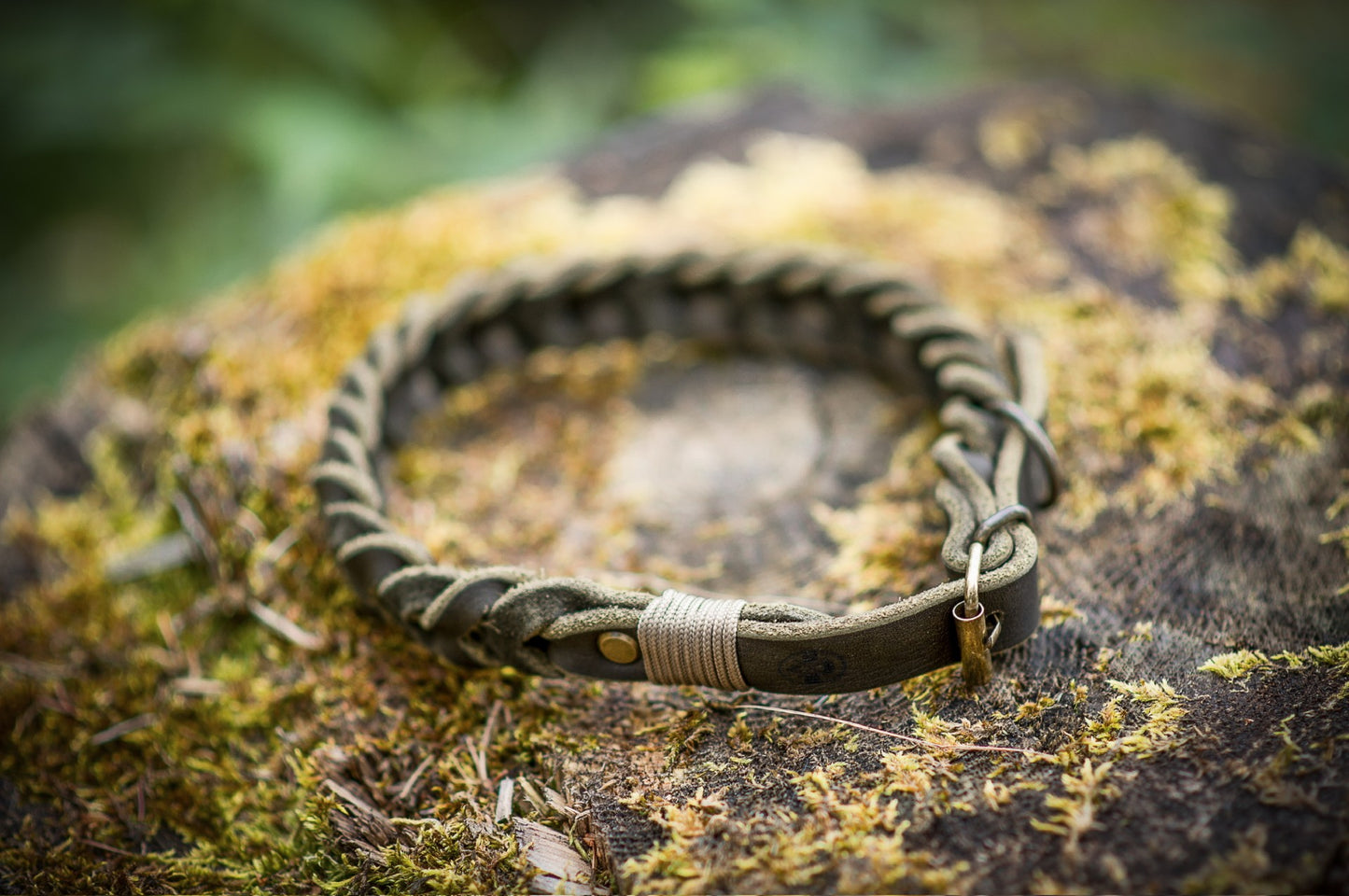 Halsband 2 Leder geflochten